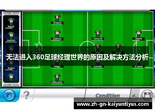 无法进入360足球经理世界的原因及解决方法分析